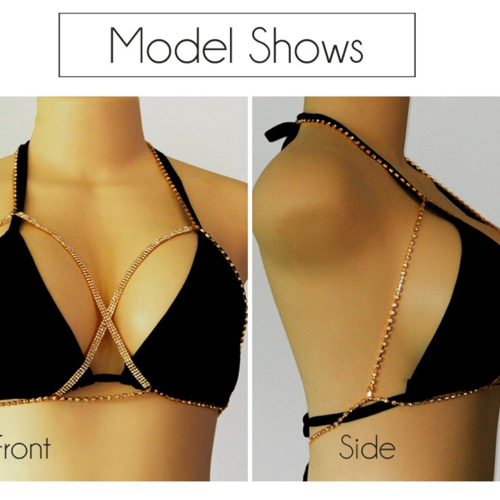 Elegant Silver Rhinestone Body Chain - Picture 9 of 10